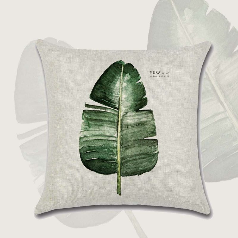 Tropické Rastliny Obliečka Na Vankúš Polyester Na Dekoratívna Na Do Auta Zelené Listy Motív Štvorcový 45*45cm