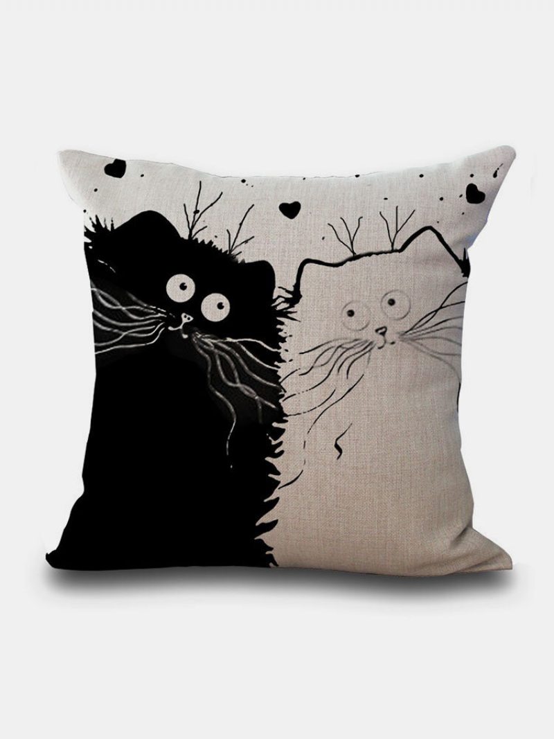 Valentínske Čiernobiele Mačky So Vzorom Obliečky Na Vankúšik Domáca Pohovka Art Decor Throw Obliečka Na Vankúš