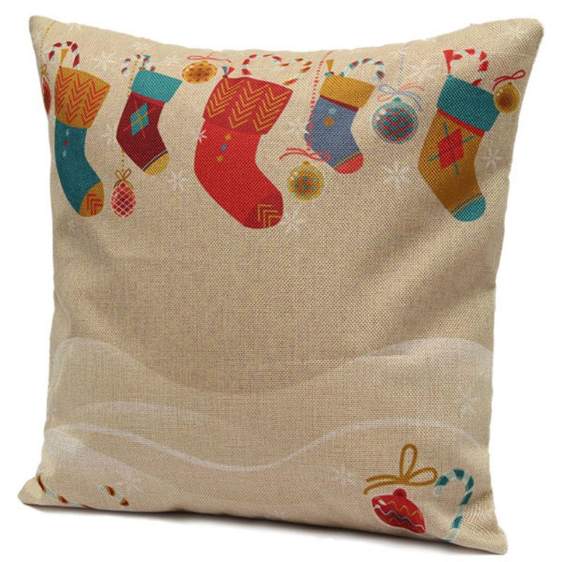 Vianočné Ponožky Throw Obliečky Na Vankúše Home Sofa Square Cushion Cover