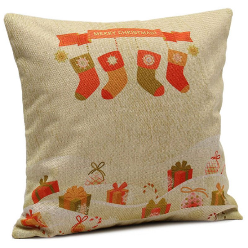 Vianočné Ponožky Throw Obliečky Na Vankúše Home Sofa Square Cushion Cover