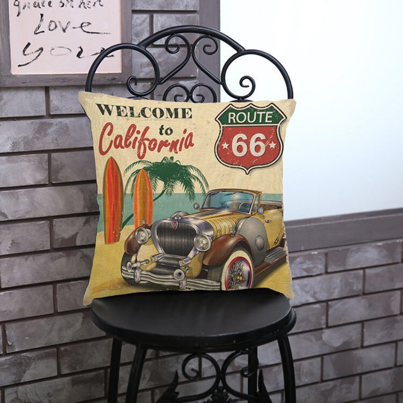 Vintage America Route 66 Classic Cars Vzor Obliečky Poťah Na Vankúš Domáca Pohovka Art Decor Na Vankúše