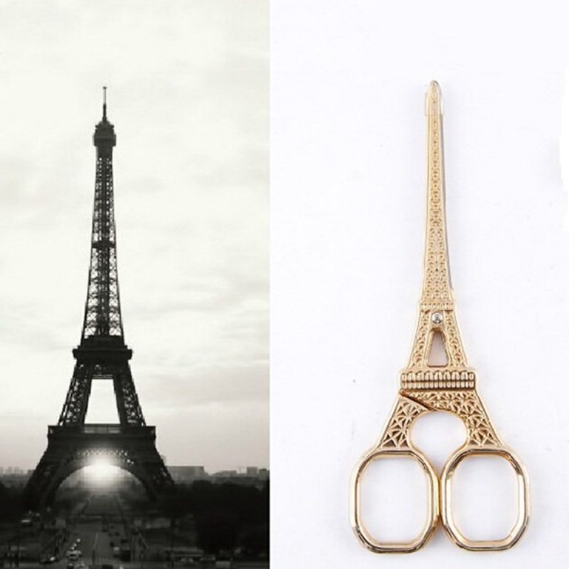 Vintage Nožnice Zlatá Eiffelova Veža Architektúra Tvar Šijacie Príslušenstvo