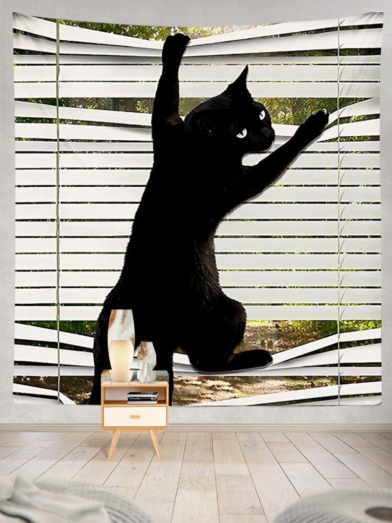 Vzor Čiernej Mačky Gobelín Umelecká Dekorácia Do Obývačky Do Spálne