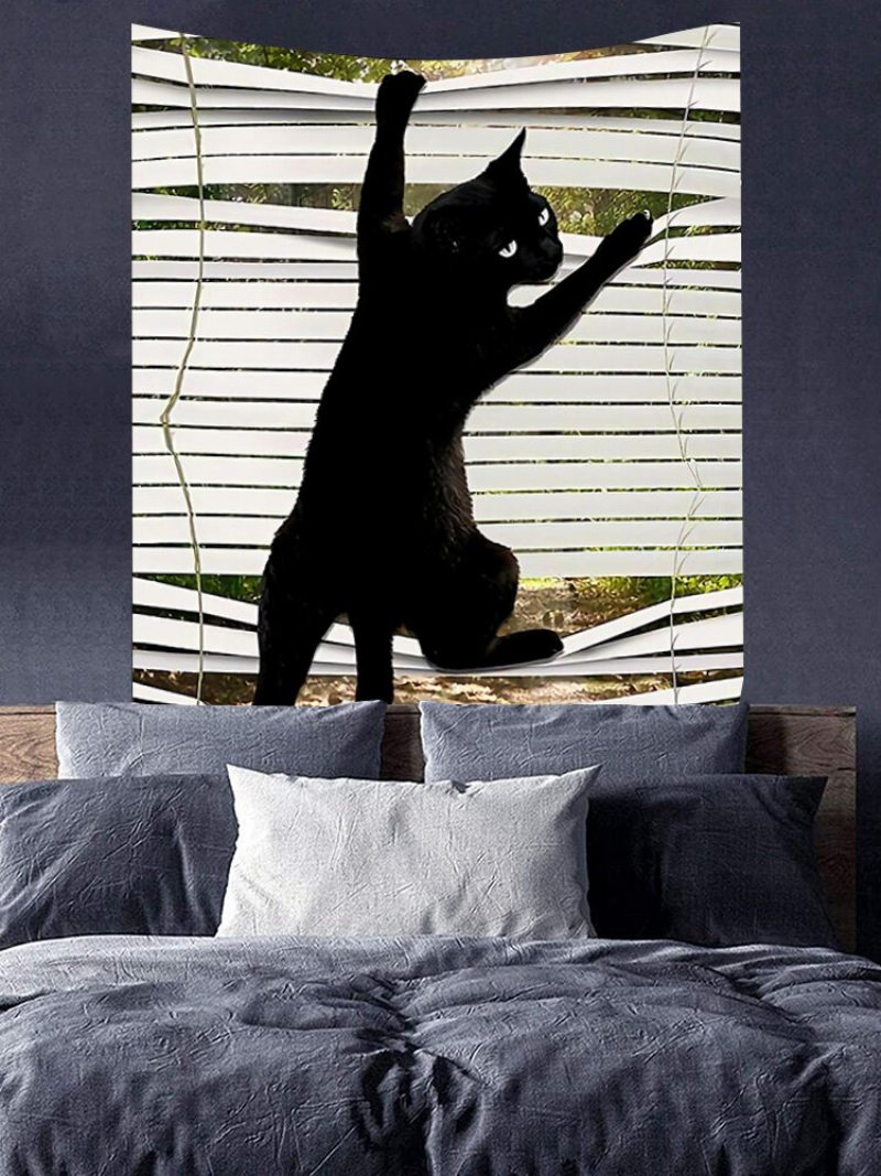 Vzor Čiernej Mačky Gobelín Umelecká Dekorácia Do Obývačky Do Spálne