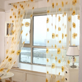 Záclona Sun Flower Voile Transparent Panel Window Delič Miestnosti Priehľadná Home Decor