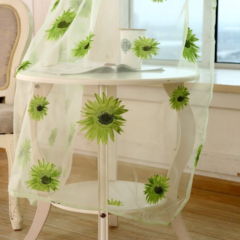 Záclona Sun Flower Voile Transparent Panel Window Delič Miestnosti Priehľadná Home Decor