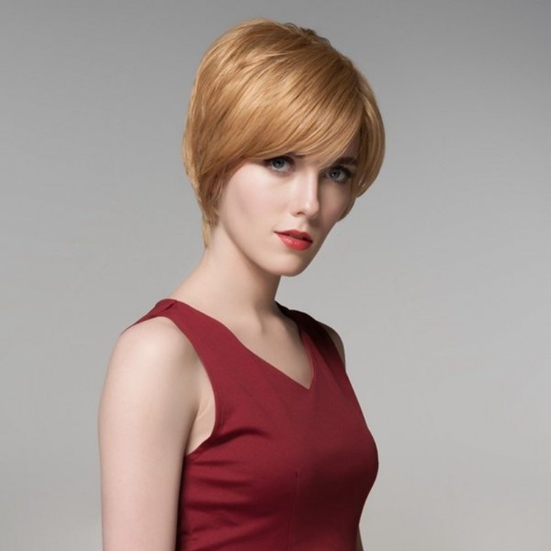 12 Farieb Short Straight Side Bang Ľudské Vlasy Parochňa Virgin Remy Mono Top Bez Čiapky