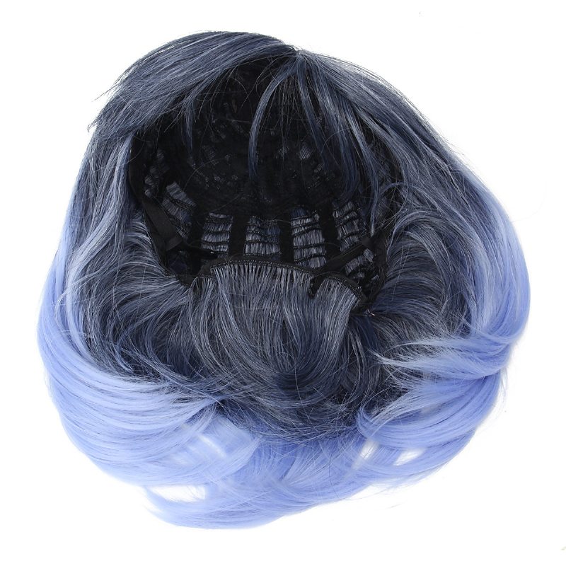 35-40 cm Cosplay Parochňa S Modrým Gradientom Žena Stredne Dlhé Vlasy S Krátkymi Vlnami Parochne Harajuku