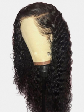 Ženy Čierne Dlhé Kučeravé Vlasy Malá Kučeravá Predná Čipka Nadýchaná Parochňa Z Chemických Vlákien