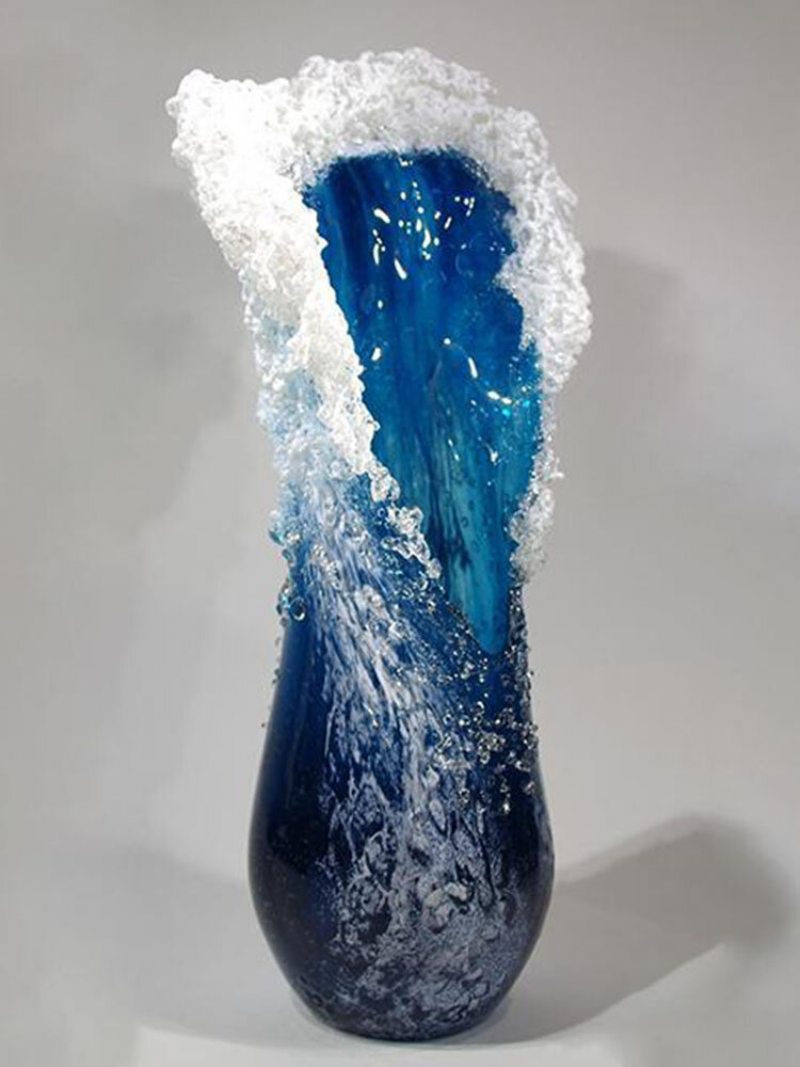 1 Ks 24.5/10 cm Majestic-wavy Váza Modern Ocean Blue Flower Centerpieces Kvetináč Bonsai Obývacia Izba Spálňa Home Decor