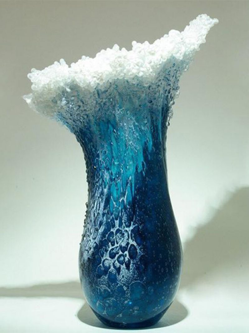 1 Ks 24.5/10 cm Majestic-wavy Váza Modern Ocean Blue Flower Centerpieces Kvetináč Bonsai Obývacia Izba Spálňa Home Decor