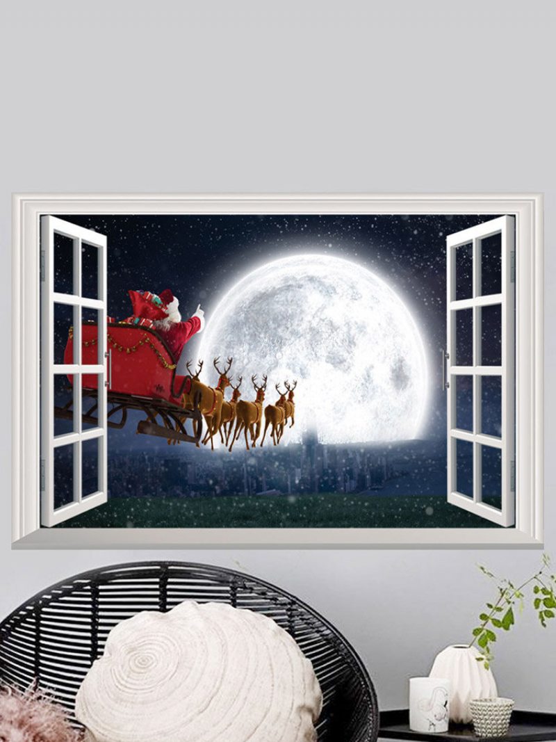 1 Ks Vzor Jeleňa Santa Clausa Vianočná Séria Pvc Potlač Samolepiaca Domáca Dekorácia Do Spálne Samolepky Na Stenu Do Obývačky