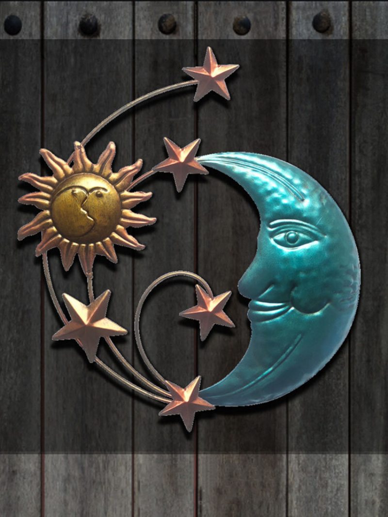 1 Pc Iron Sun Moon Face Nástenná Umelecká Dekorácia Kreatívne Závesné Ozdoby Bytová Moderná Jednoduchosť Výzdoba