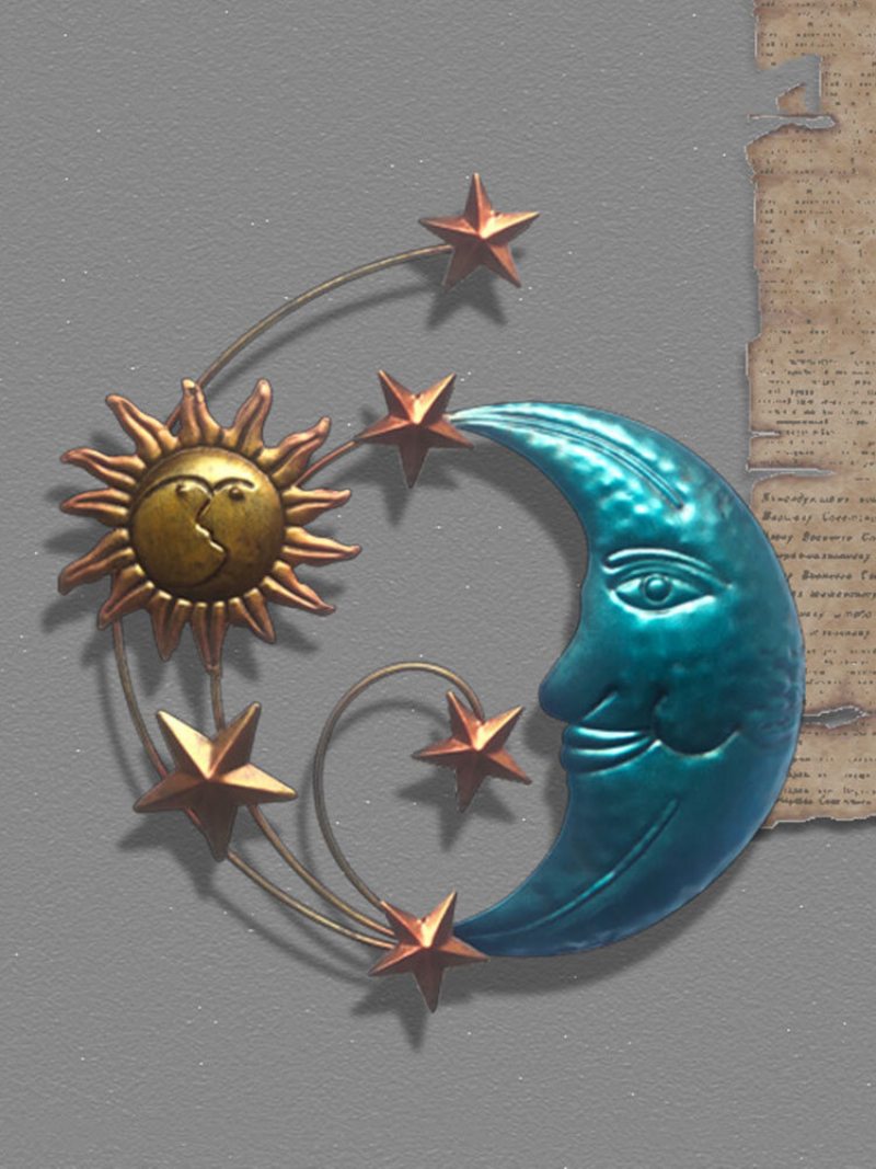 1 Pc Iron Sun Moon Face Nástenná Umelecká Dekorácia Kreatívne Závesné Ozdoby Bytová Moderná Jednoduchosť Výzdoba