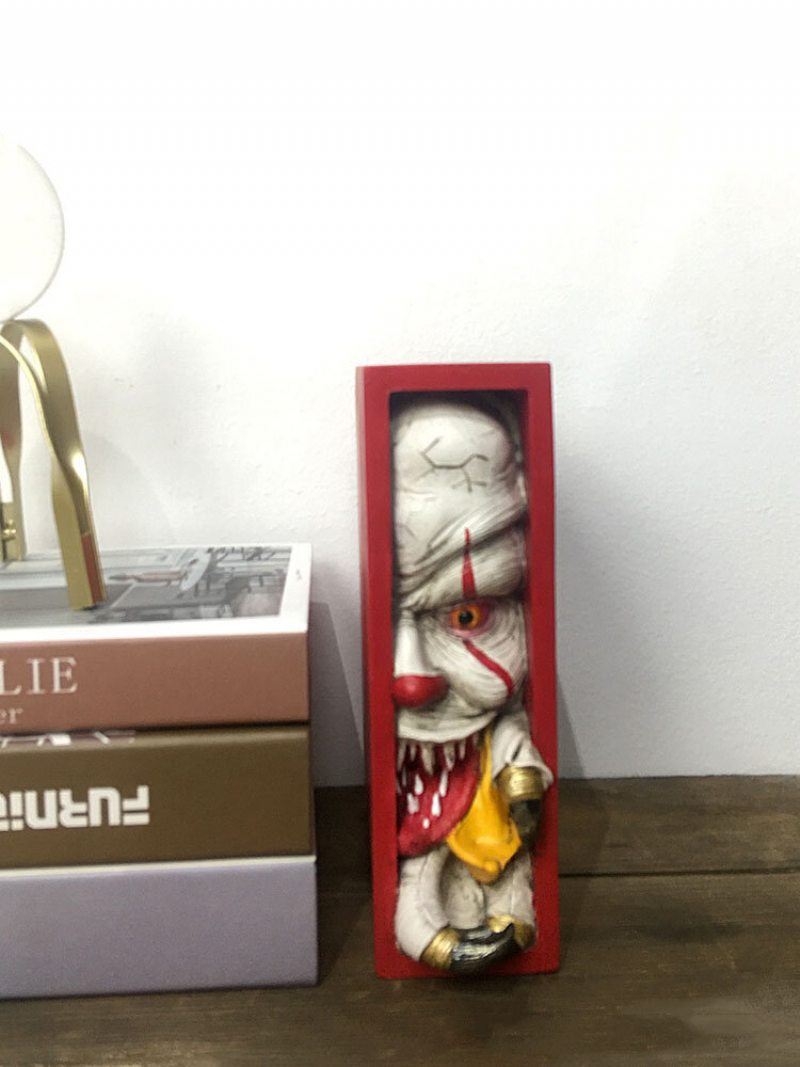 1 Pc Monster Bookends Lebka Dekor Figúrky Diabolská Socha Horor Vykúkajúci Na Poličku Ľudská Tvár Živica Bytové Dekorácie Remeslá