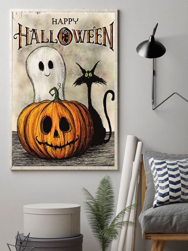 1 Pc Nezarámovaný Vzor Tekvica Čierna Mačka Séria Halloween Nástenné Maľby Na Plátne Umelecké Obrazy Na Stenu