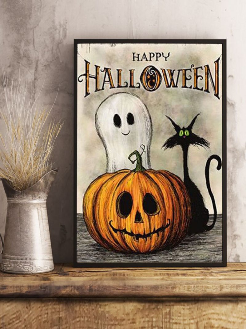 1 Pc Nezarámovaný Vzor Tekvica Čierna Mačka Séria Halloween Nástenné Maľby Na Plátne Umelecké Obrazy Na Stenu