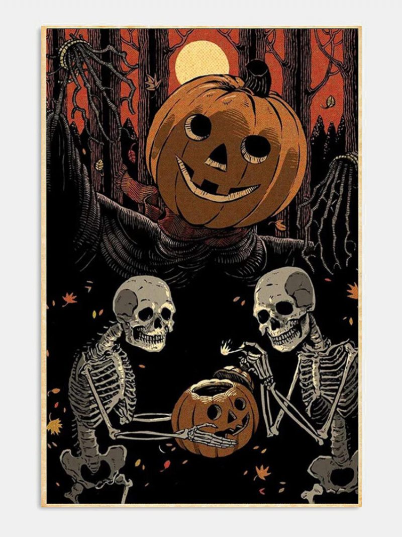 1 Pc Nezarámovaný Vzor Tekvice Lebky Halloween Série Nástenné Maľby Na Plátne Umelecké Obrazy Na Stenu