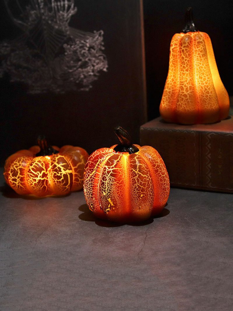 1 Pc Simulácia Halloweenskej Tekvicovej Lampy Tekvica Led Sviečka Živica Svetelné Ozdoby Svetelná Dekorácia Rekvizity
