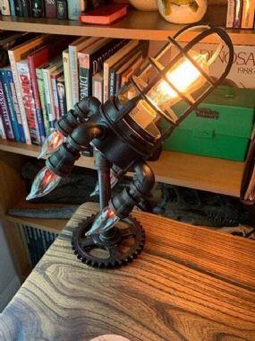 1 Pc Vintage Steampunk Rocket Lamp Cool Led Stolová Lampa Na Nočné Svetlo Dekorácia Do Domácej Kancelárie Remeslá Deň Otcov