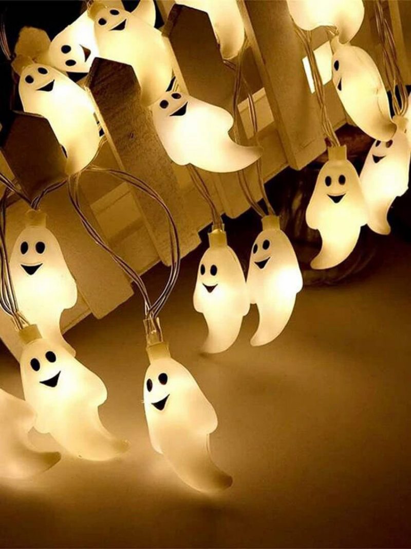 10/20/40/50 Led Diódy Ghost Party Lampa Reťazové Svetlá Duch Vzor Dekoratívne Energeticky Úsporné Plastové Desivé Prostredie Halloween Light Cosplay Prop