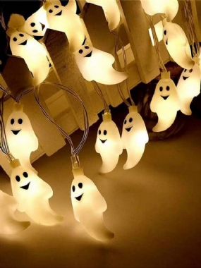 10/20/40/50 Led Diódy Ghost Party Lampa Reťazové Svetlá Duch Vzor Dekoratívne Energeticky Úsporné Plastové Desivé Prostredie Halloween Light Cosplay Prop