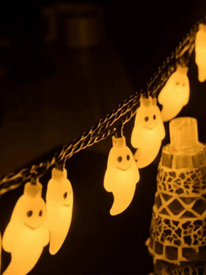 10/20/40/50 Led Diódy Ghost Party Lampa Reťazové Svetlá Duch Vzor Dekoratívne Energeticky Úsporné Plastové Desivé Prostredie Halloween Light Cosplay Prop