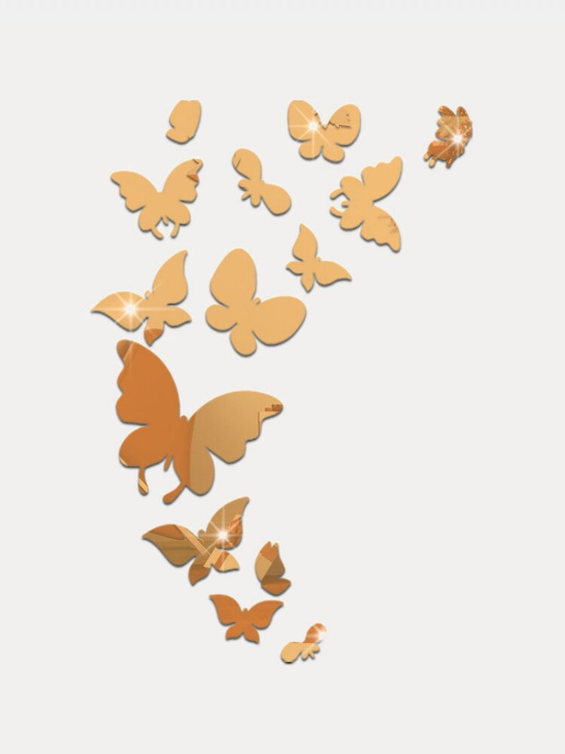 14ks Akrylového 3d Vzoru Motýľa Samolepiaca Odnímateľná Samolepka Na Stenu So Zrkadlom