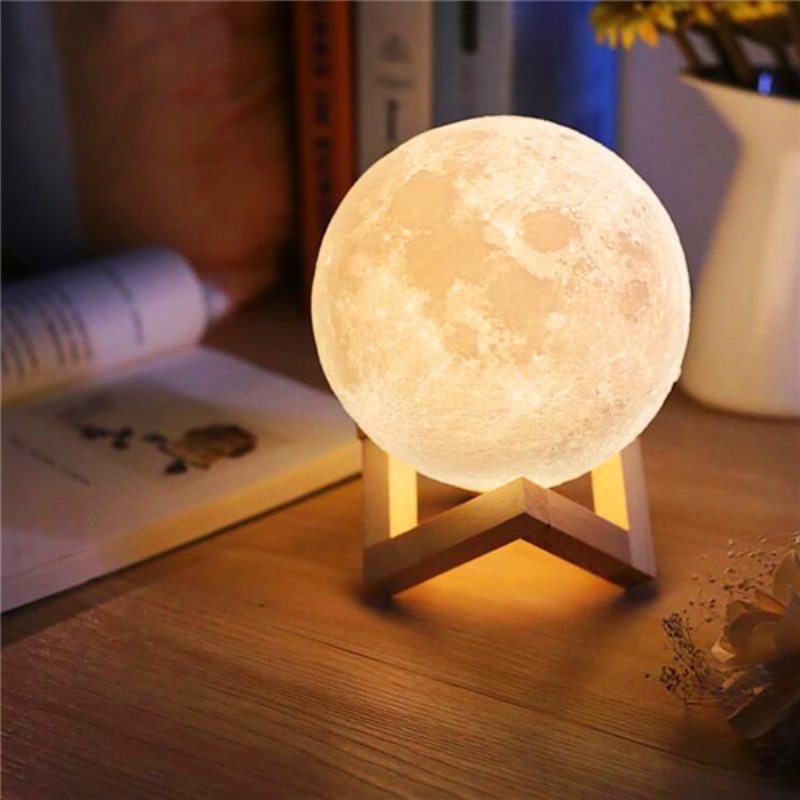 15 cm 3d Magická Dvojtónová Mesačná Lampa Usb Nabíjanie Led Nočné Svetlo Dotykový Senzor Velatínový Darček