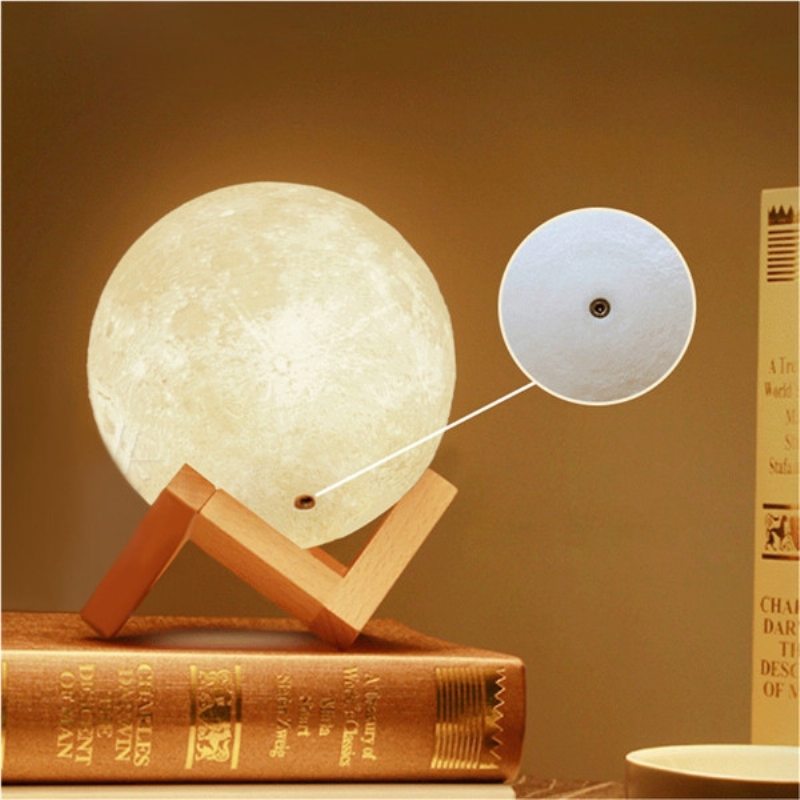15 cm 3d Magická Dvojtónová Mesačná Lampa Usb Nabíjanie Led Nočné Svetlo Dotykový Senzor Velatínový Darček