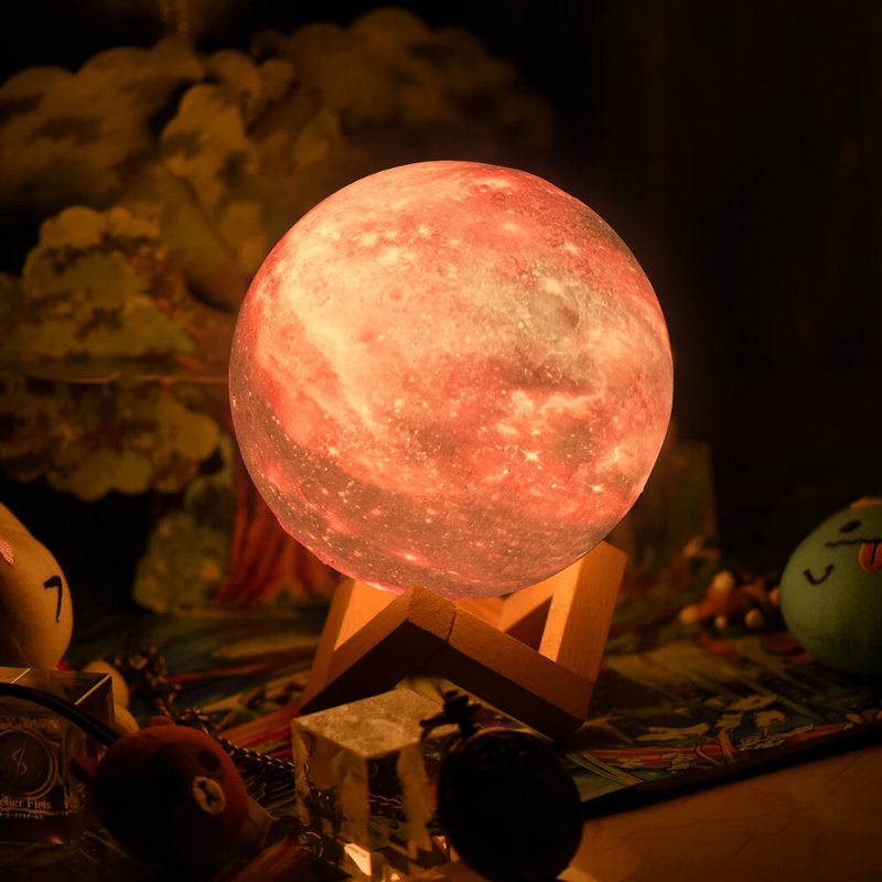 15 cm 3d Maľované Diaľkové Ovládanie 7-farebná Lampa Star Moon Lunárne Svetlo Led Nabíjacia Nočná Stolná Darček