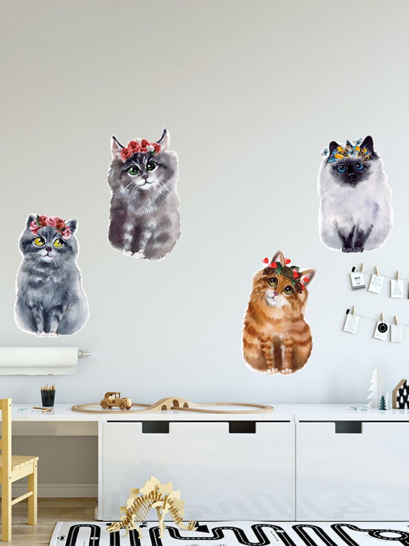 1pc Nálepky Na Stenu Roztomilé Farebné Mačky Na Umelecká Izba Odnímateľné Dekorácia Detská Spálňa Tapeta