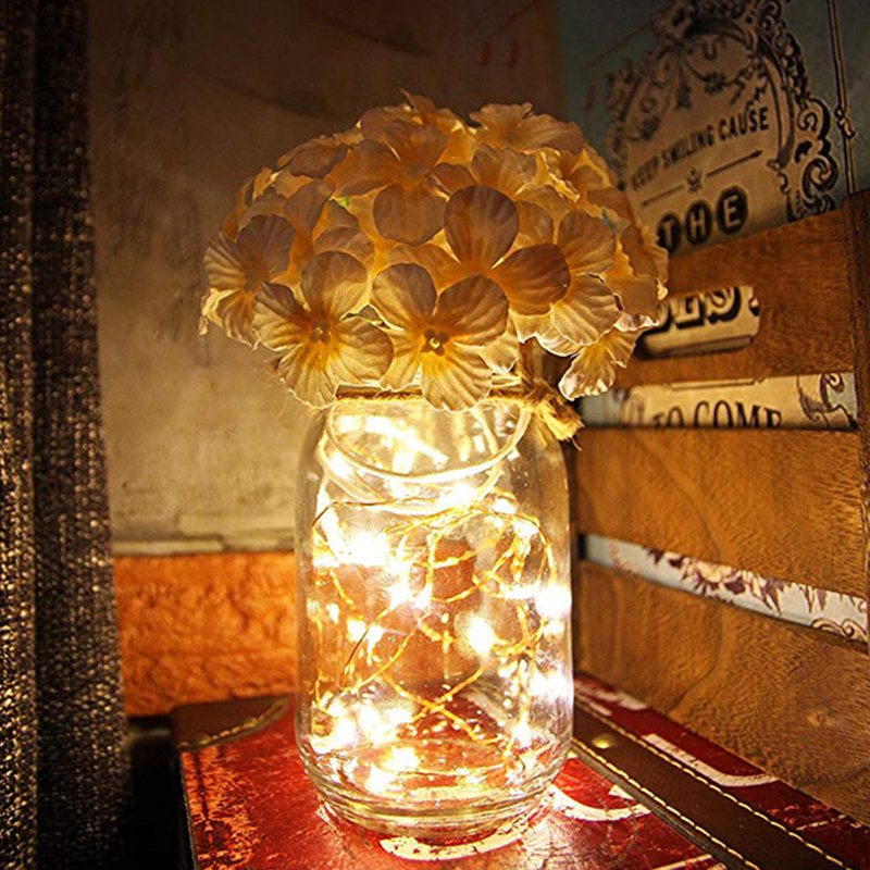 2 Ks Mason Jar Flower Light So 6-hodinovým Časovačom Led Rozprávkovými Svetlami A Kvetmi Rustikálny Bytový Dekor