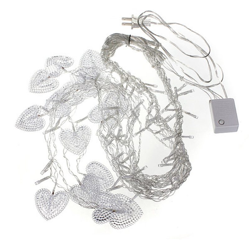 2m White 16 Hearts 104 Led String Fairy Holiday Lights For Party Vianočná Nástenná Lampa Home Deco