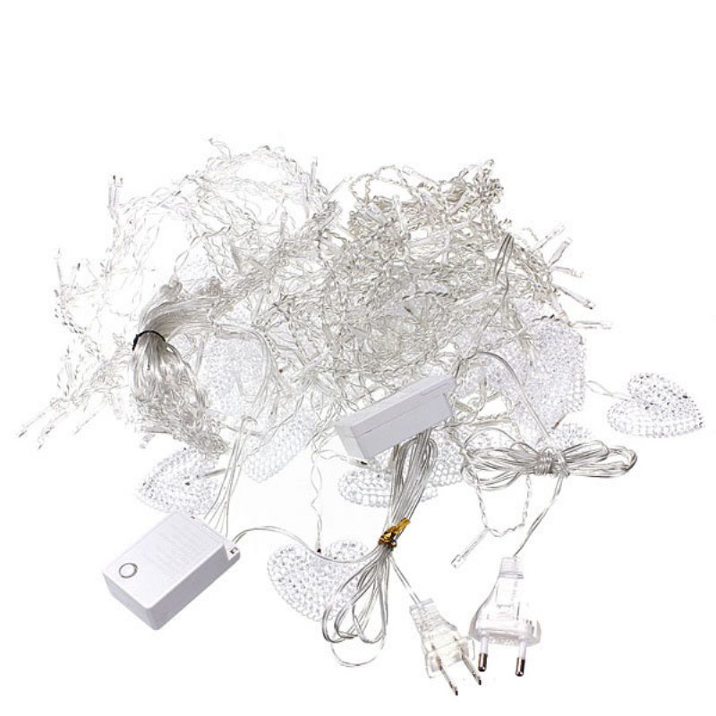 2m White 16 Hearts 104 Led String Fairy Holiday Lights For Party Vianočná Nástenná Lampa Home Deco