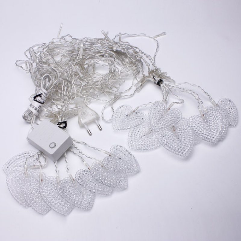 2m White 16 Hearts 104 Led String Fairy Holiday Lights For Party Vianočná Nástenná Lampa Home Deco