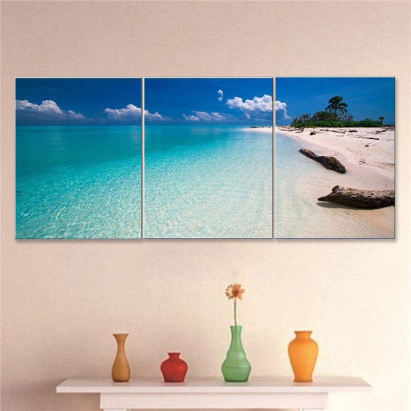 3 Ks Nástenná Maľba Na Plátne Zarámovaná Reprodukcia Modern Abstract Beach Living Room Home Decor