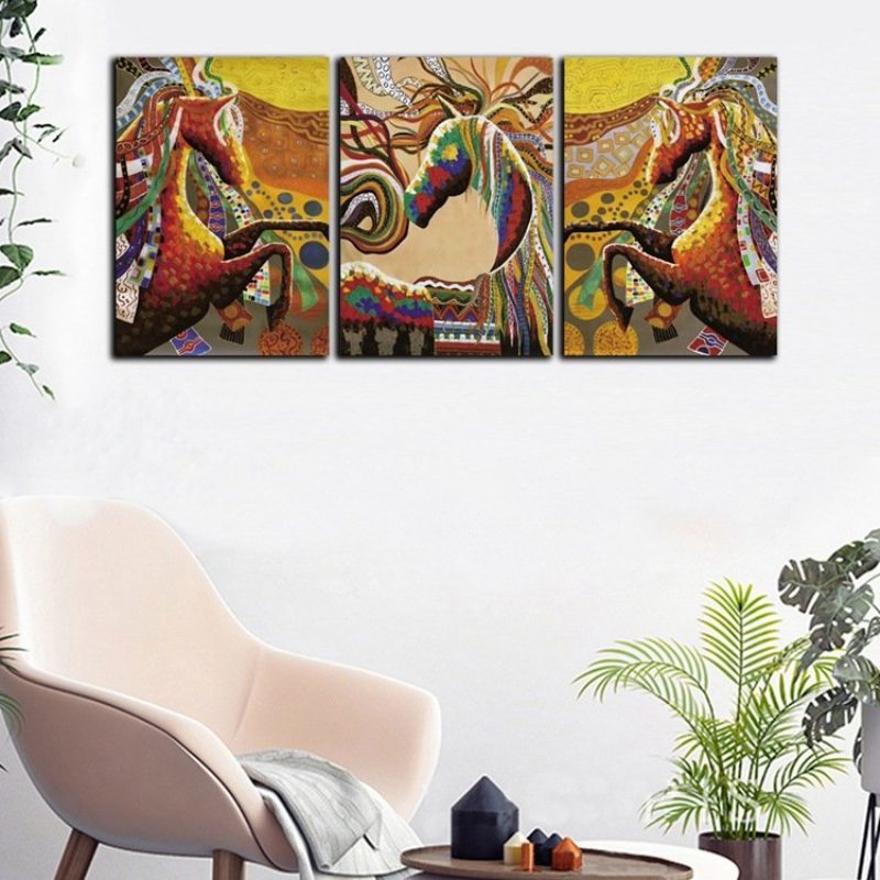 3 Ks Obývacia Izba Bezrámový Obraz Abstraktné Farebné Zvieracie Dekorácie Na Plátne