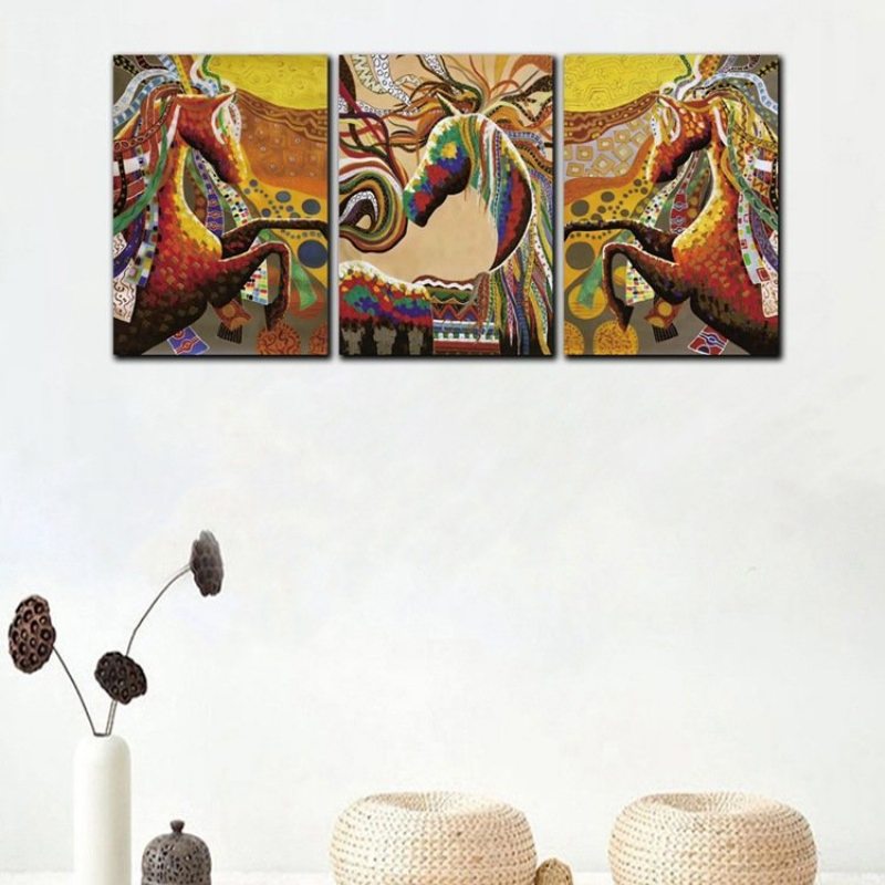 3 Ks Obývacia Izba Bezrámový Obraz Abstraktné Farebné Zvieracie Dekorácie Na Plátne