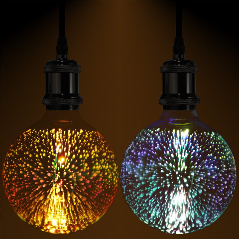 3d Fireworks E27 G125 Led Retro Edison Dekor Sklenená Žiarovka Svietidlo Ac85-265v Cafe Home Decor