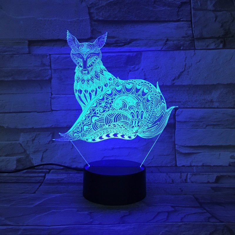 3d Fox Nočné Osvetlenie Stolové Lampy S Optickou Ilúziou 7 Svetiel Ktoré Menia Farbu Stolová Lampa Led