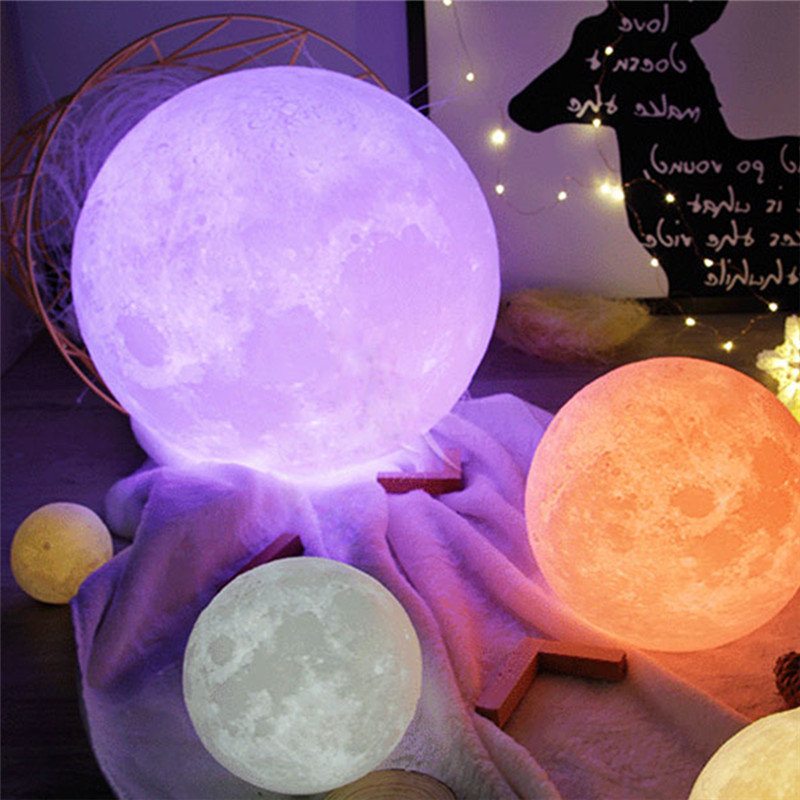 3d Moon Lamp 16 Farieb Meniace Usb Nabíjacie Led Nočné Svetlo Diaľkové Ovládanie Vianočná Dekorácia