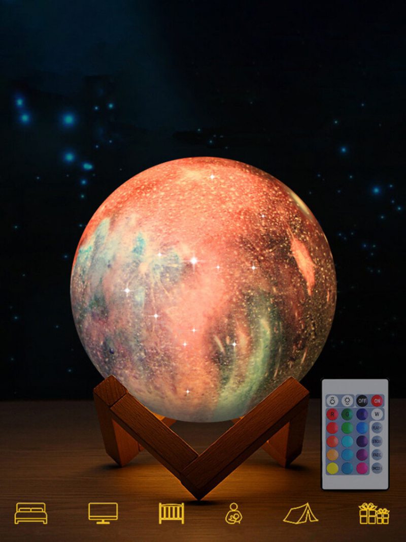 3d Tlač Moon Lamp Space Led Nočné Svetlo Diaľkové Ovládanie Usb Nabíjanie Home Decor