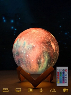 3d Tlač Moon Lamp Space Led Nočné Svetlo Diaľkové Ovládanie Usb Nabíjanie Home Decor