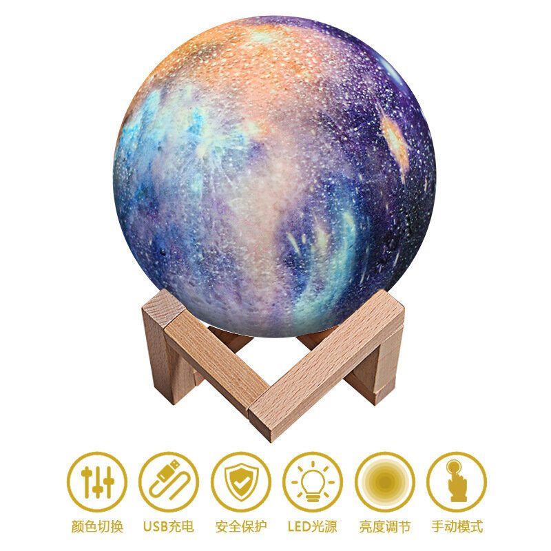 3d Tlač Moon Lamp Space Led Nočné Svetlo Diaľkové Ovládanie Usb Nabíjanie Home Decor