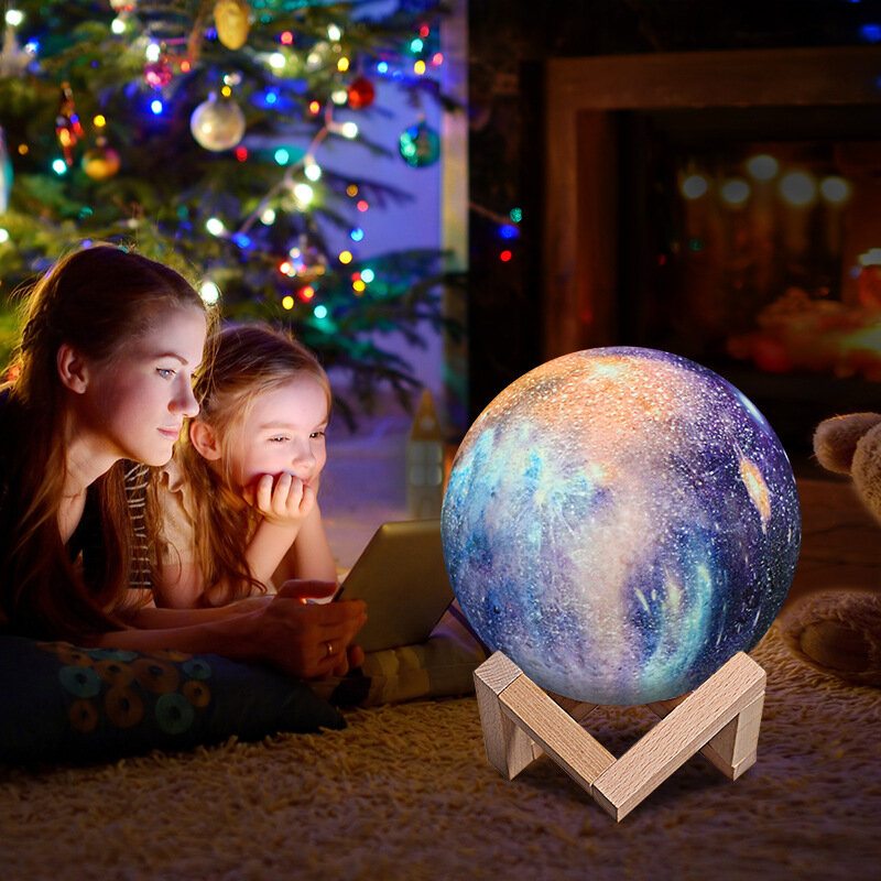 3d Tlač Moon Lamp Space Led Nočné Svetlo Diaľkové Ovládanie Usb Nabíjanie Home Decor