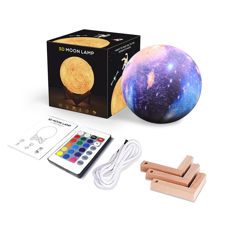 3d Tlač Moon Lamp Space Led Nočné Svetlo Diaľkové Ovládanie Usb Nabíjanie Home Decor