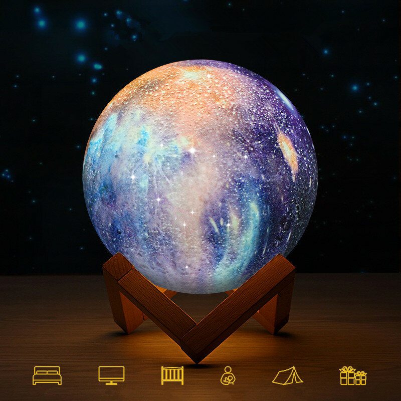 3d Tlač Moon Lamp Space Led Nočné Svetlo Diaľkové Ovládanie Usb Nabíjanie Home Decor