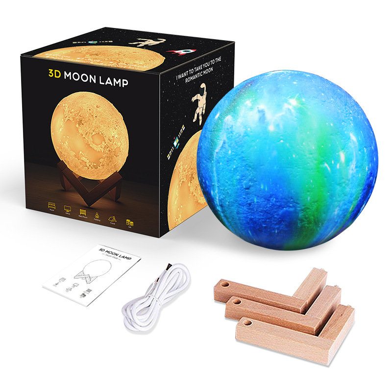 3d Tlač Moon Lamp Space Led Nočné Svetlo Diaľkové Ovládanie Usb Nabíjanie Najlepšie Darčeky