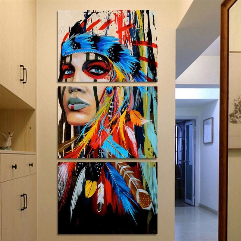 3ks Moderný Abstraktný Obraz Na Plátne Bezrámový Na Stenu Indická Žena Spálňa Obývacia Izba Home Decor